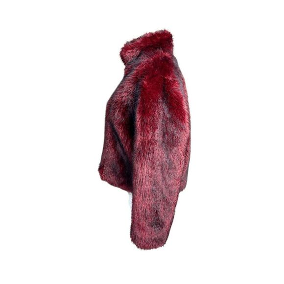 Vintage Painted Pony red and black cropped fur zip up jacket size S - Picture 4 of 10